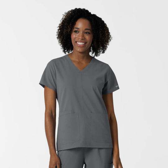 Wink Scrubs Women's NURTUR V-Neck Scrub Top Pewter | scrub-supply.com
