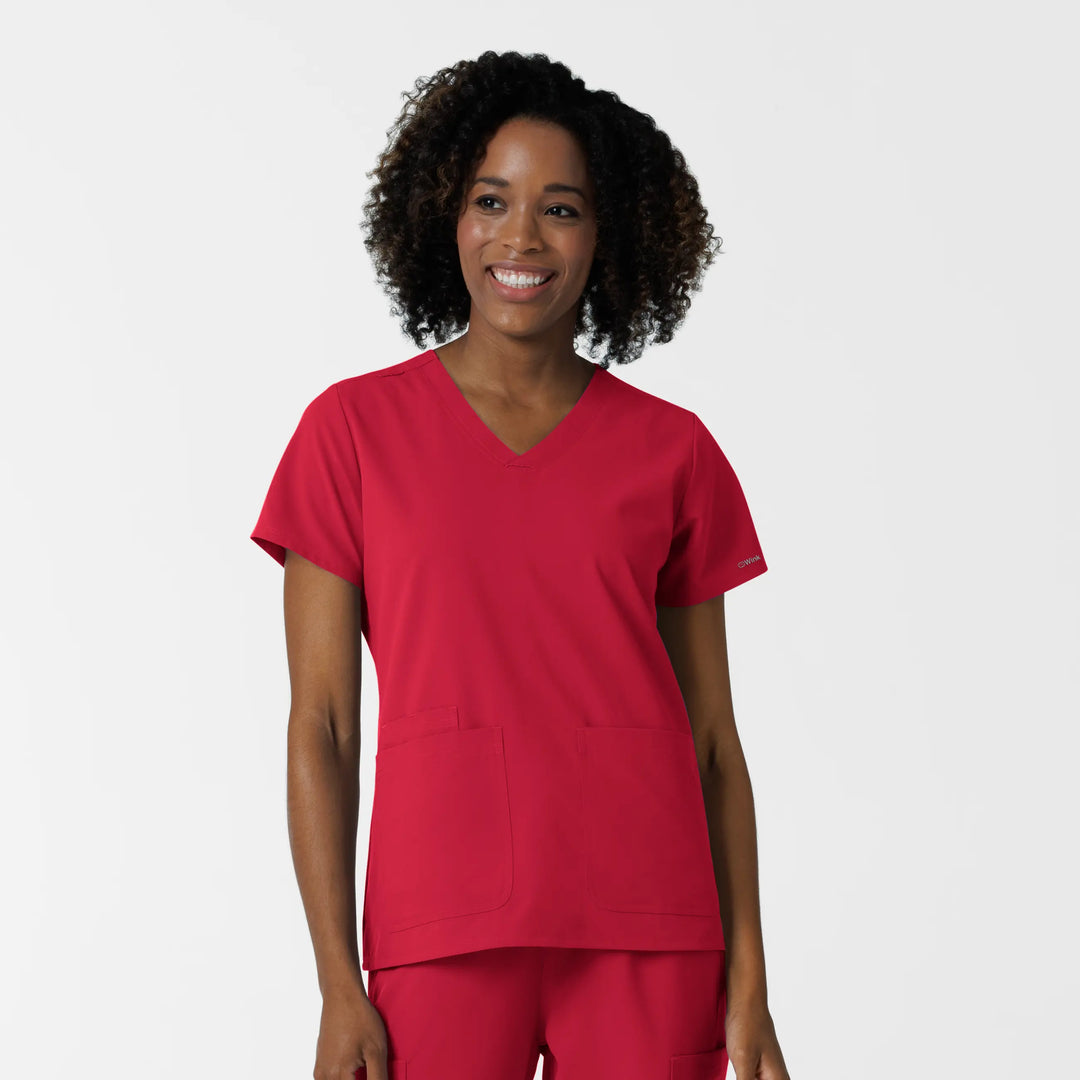 Wink Scrubs Women's NURTUR V-Neck Scrub Top Red | scrub-supply.com