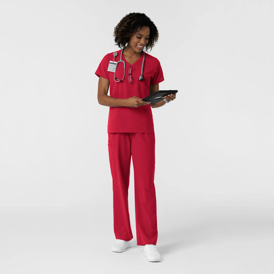 Wink Scrubs Women's NURTUR V-Neck Scrub Top Red | scrub-supply.com