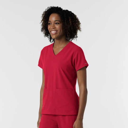 Wink Scrubs Women's NURTUR V-Neck Scrub Top Red | scrub-supply.com
