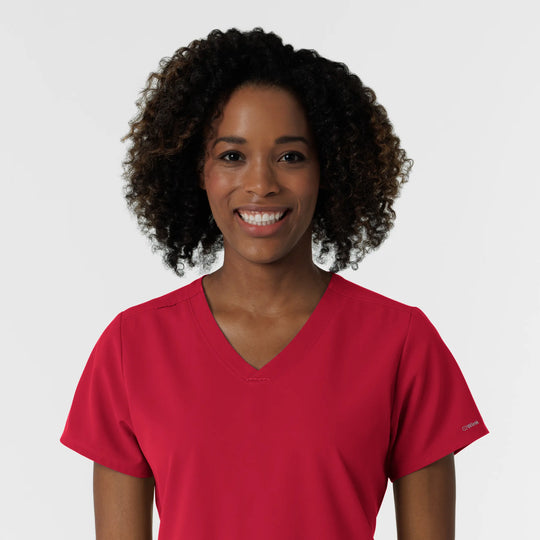 Wink Scrubs Women's NURTUR V-Neck Scrub Top Red | scrub-supply.com