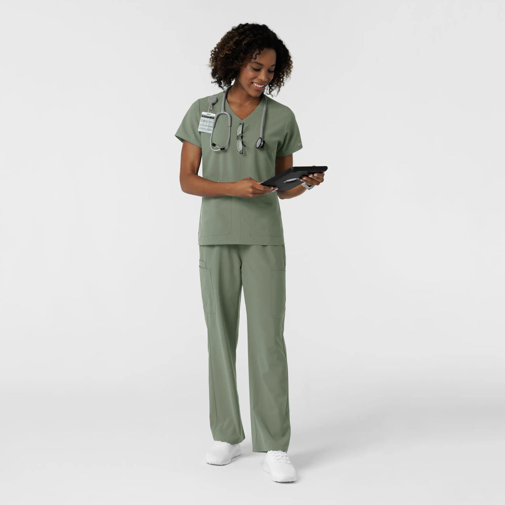 Wink Scrubs Women's NURTUR V-Neck Scrub Top Sage | scrub-supply.com
