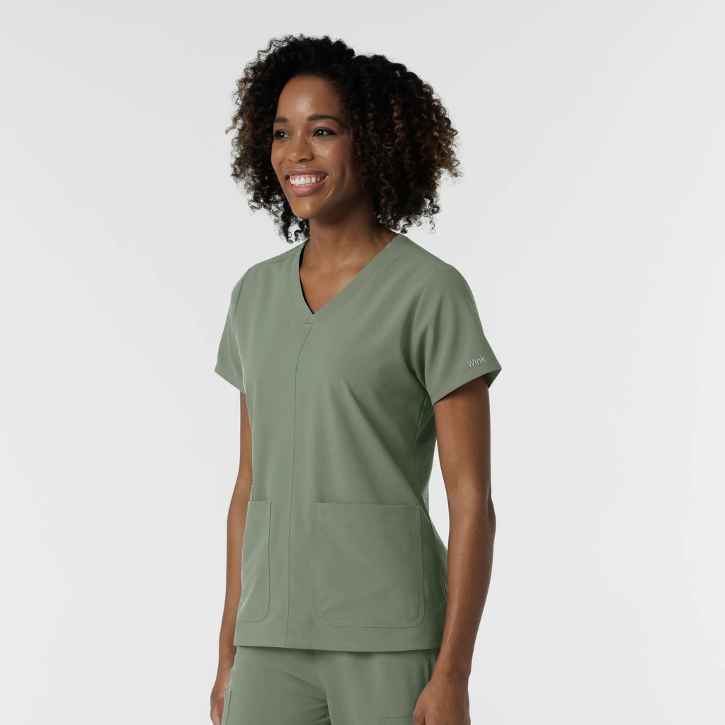 Wink Scrubs Women's NURTUR V-Neck Scrub Top Sage | scrub-supply.com