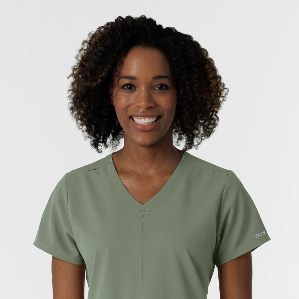 Wink Scrubs Women's NURTUR V-Neck Scrub Top Sage | scrub-supply.com