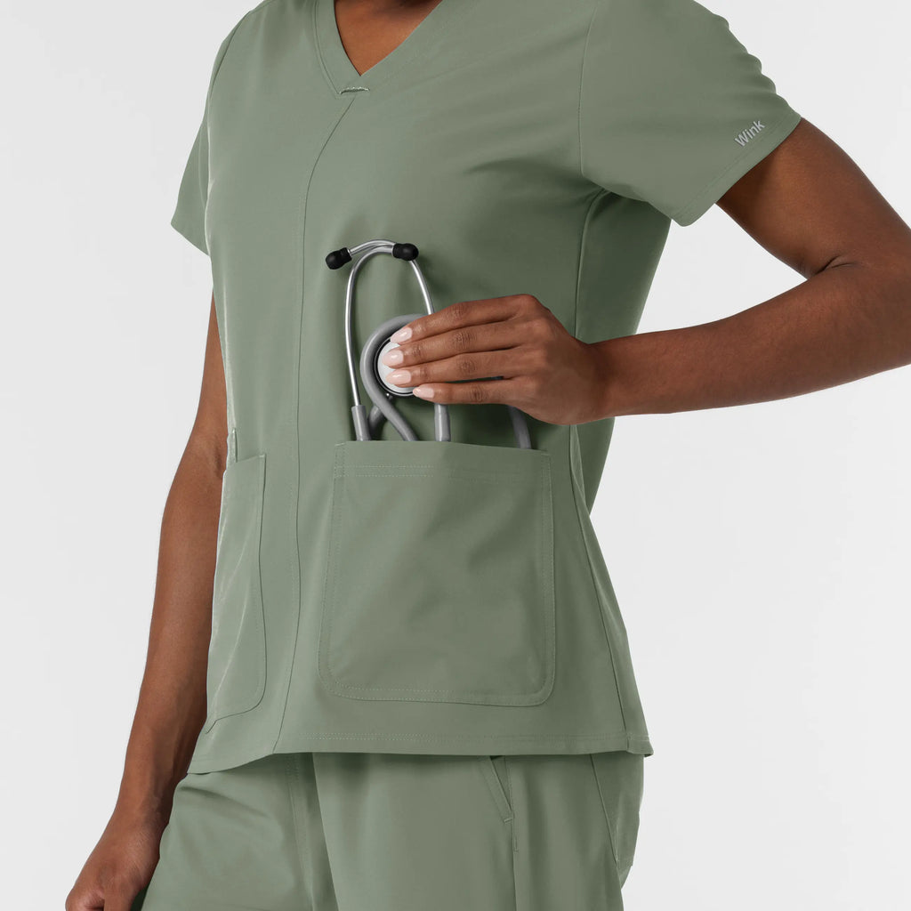 Wink Scrubs Women's NURTUR V-Neck Scrub Top Sage | scrub-supply.com