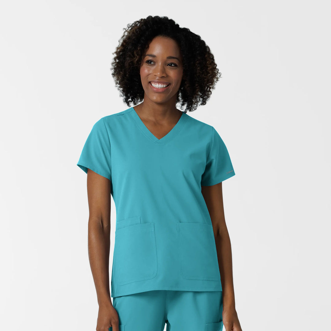 Wink Scrubs Women's NURTUR V-Neck Scrub Top Teal | scrub-supply.com