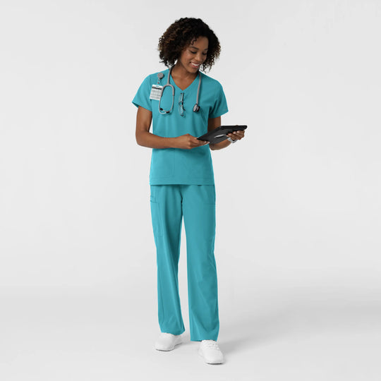 Wink Scrubs Women's NURTUR V-Neck Scrub Top Teal | scrub-supply.com