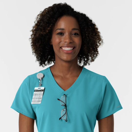 Wink Scrubs Women's NURTUR V-Neck Scrub Top Teal | scrub-supply.com
