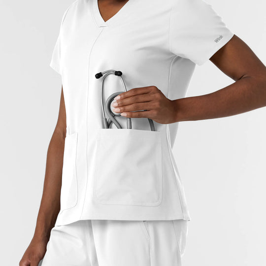 Wink Scrubs Women's NURTUR V-Neck Scrub Top White | scrub-supply.com