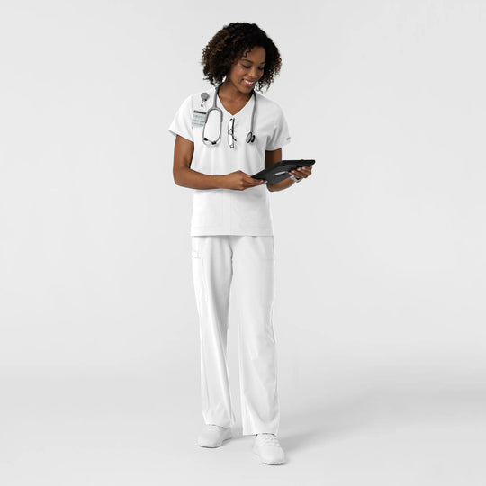 Wink Scrubs Women's NURTUR V-Neck Scrub Top White | scrub-supply.com
