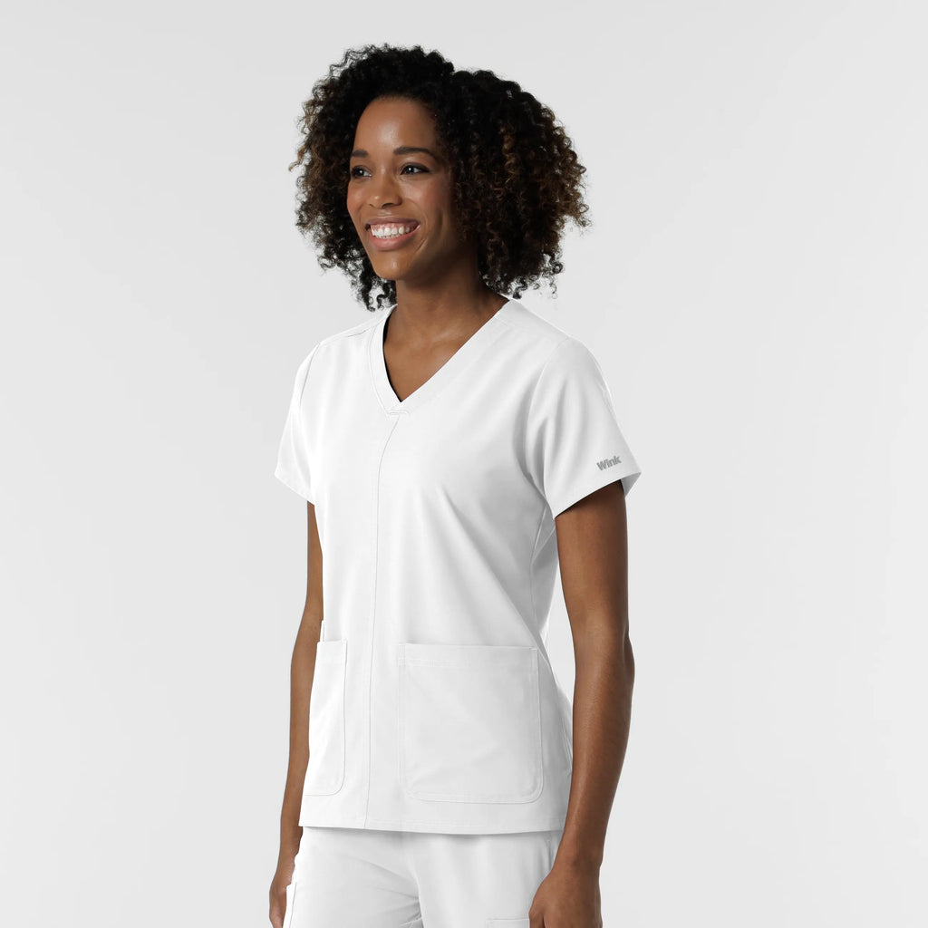 Wink Scrubs Women's NURTUR V-Neck Scrub Top White | scrub-supply.com