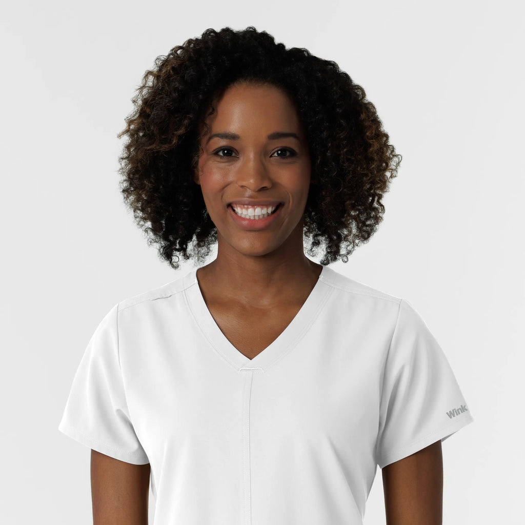 Wink Scrubs Women's NURTUR V-Neck Scrub Top White | scrub-supply.com