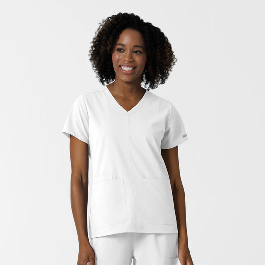 Wink Scrubs Women's NURTUR V-Neck Scrub Top White | scrub-supply.com