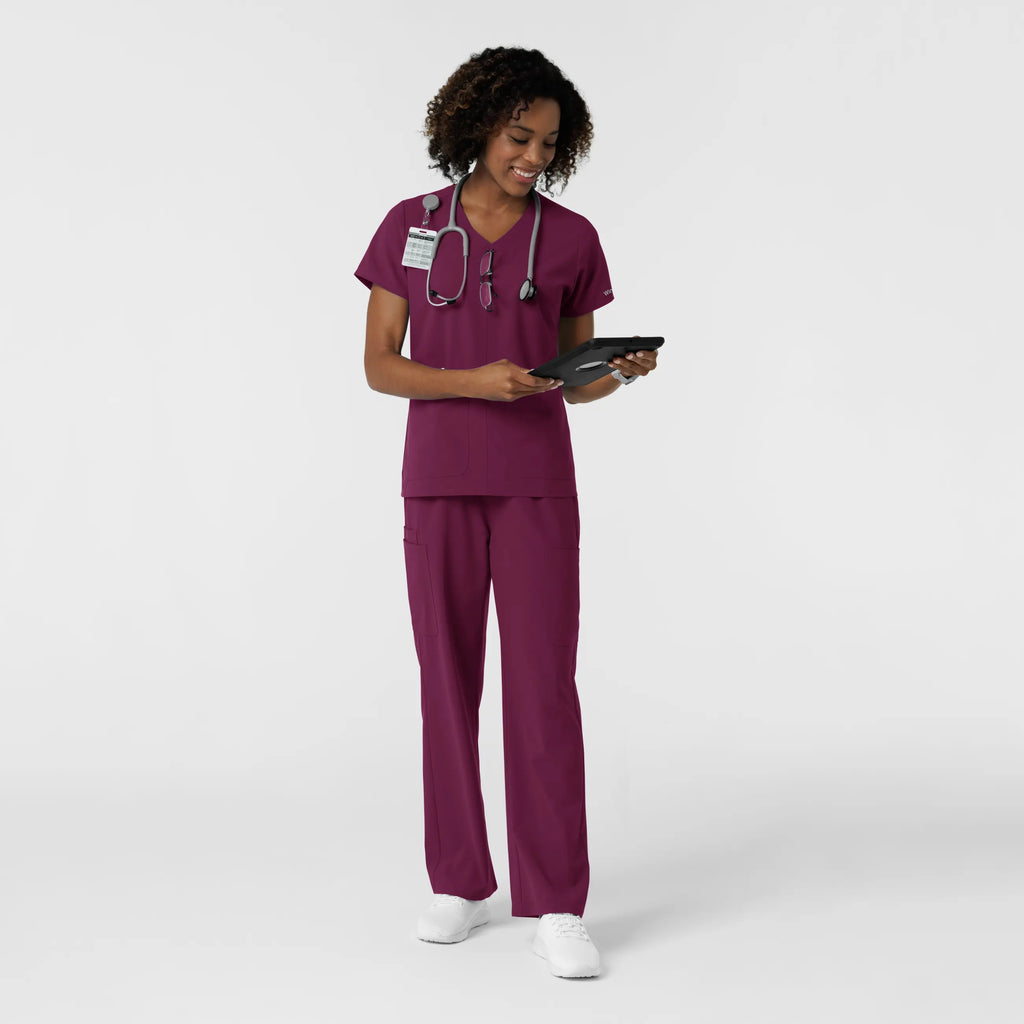 Wink Scrubs Women's NURTUR V-Neck Scrub Top Wine | scrub-supply.com
