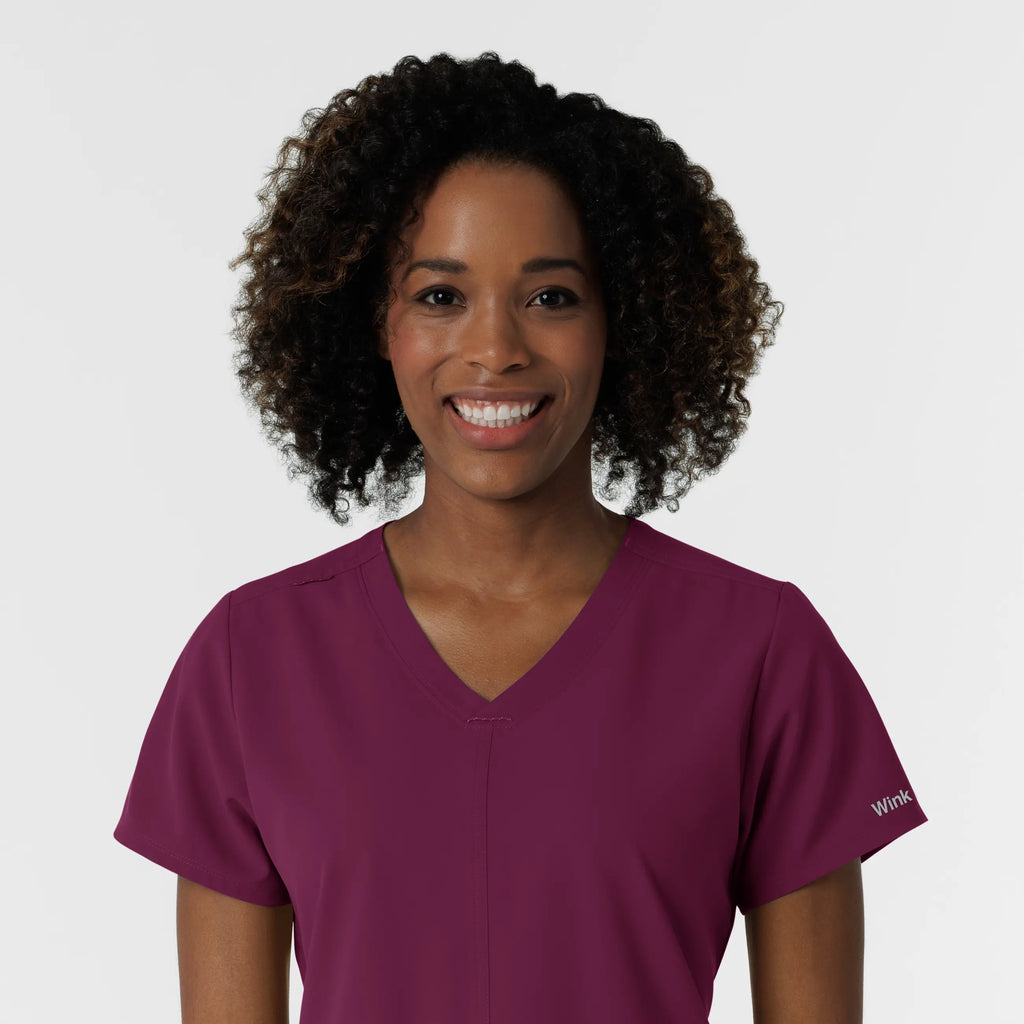 Wink Scrubs Women's NURTUR V-Neck Scrub Top Wine | scrub-supply.com