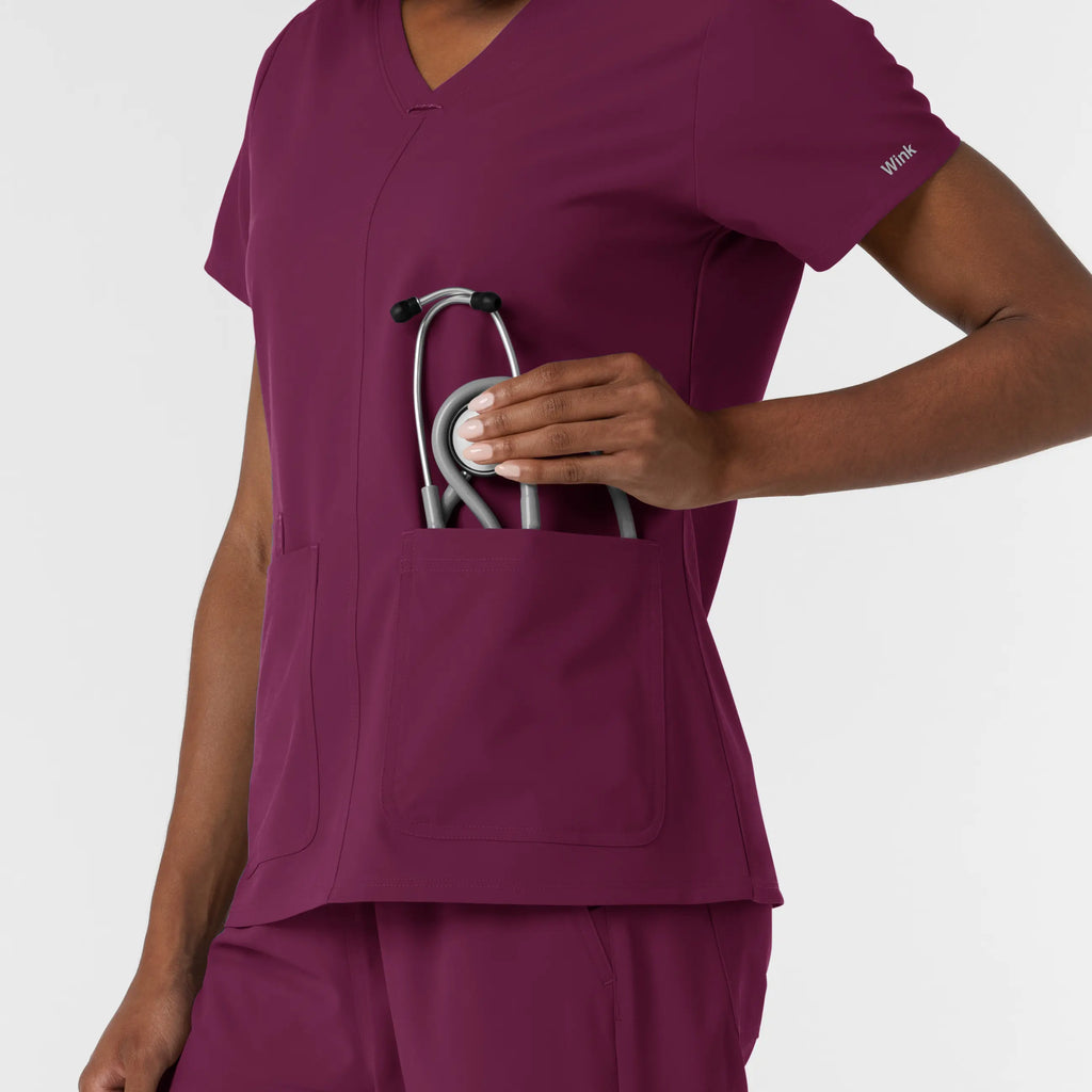 Wink Scrubs Women's NURTUR V-Neck Scrub Top Wine | scrub-supply.com