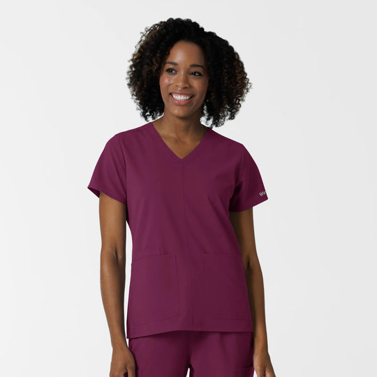 Wink Scrubs Women's NURTUR V-Neck Scrub Top Wine | scrub-supply.com