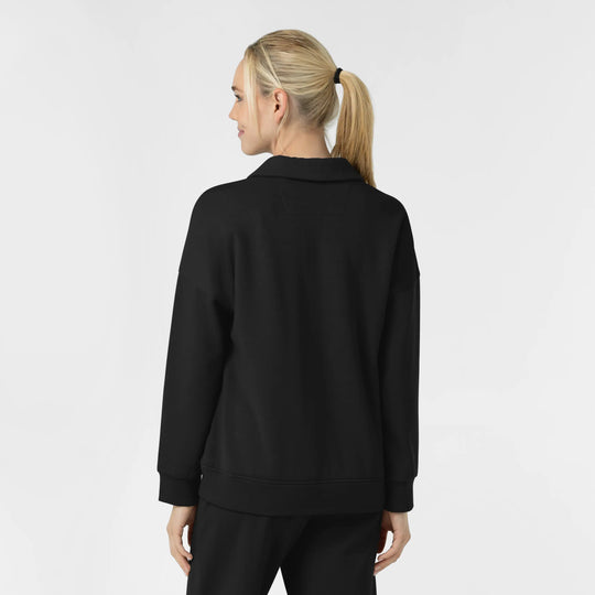 Wink Scrubs Women's Relaxed Pullover Polo Black | scrub-supply.com