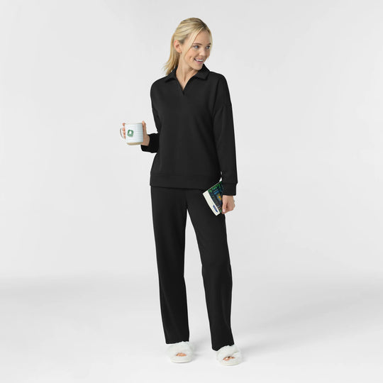 Wink Scrubs Women's Relaxed Pullover Polo Black | scrub-supply.com