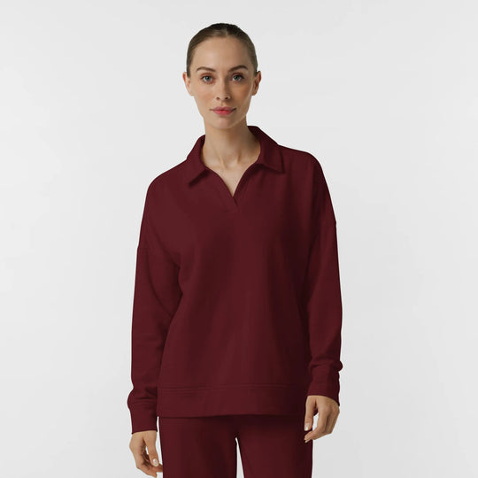 Wink Scrubs Women's Relaxed Pullover Polo Burgundy | scrub-supply.com
