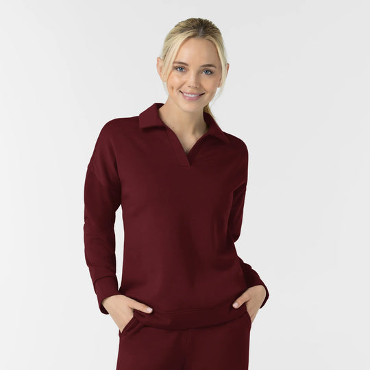 Wink Scrubs Women's Relaxed Pullover Polo Burgundy | scrub-supply.com