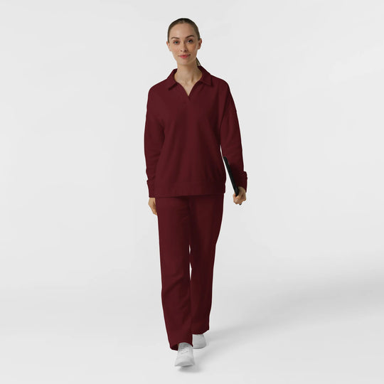 Wink Scrubs Women's Relaxed Pullover Polo Burgundy | scrub-supply.com
