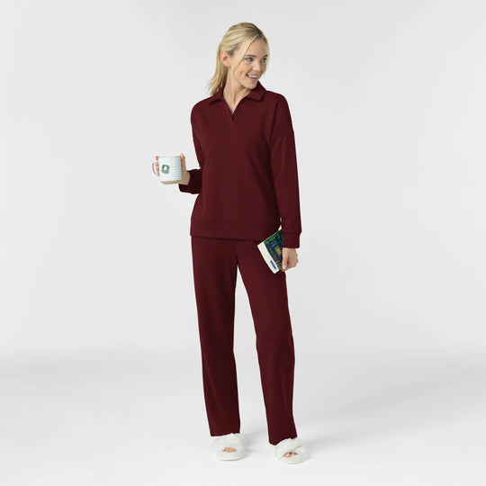 Wink Scrubs Women's Relaxed Pullover Polo Burgundy | scrub-supply.com
