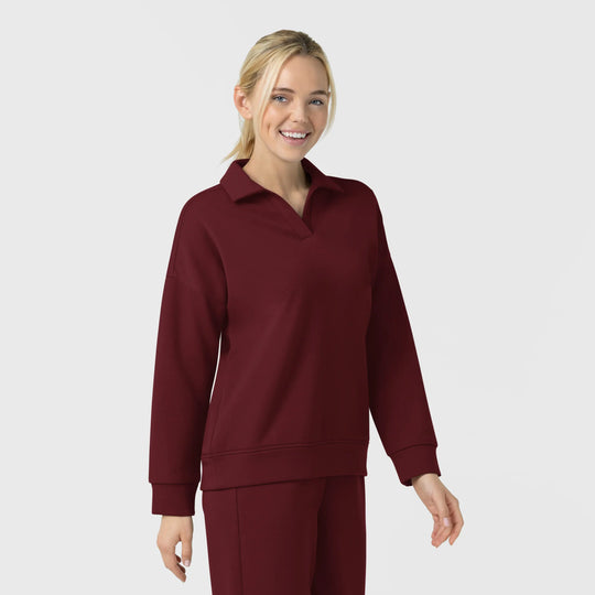 Wink Scrubs Women's Relaxed Pullover Polo Burgundy | scrub-supply.com