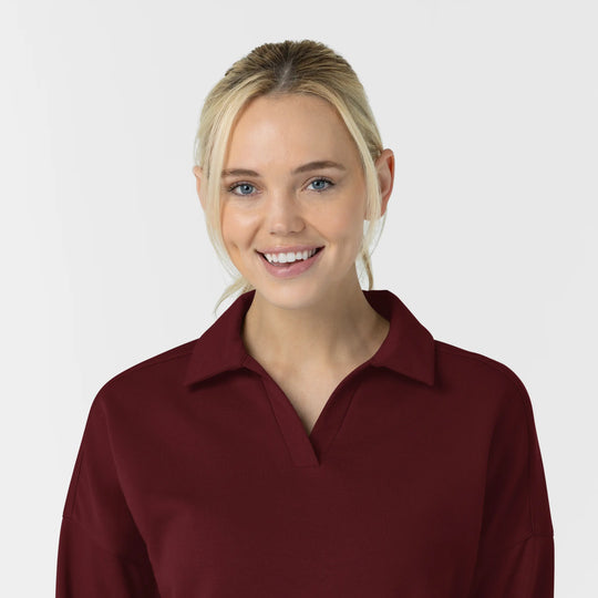 Wink Scrubs Women's Relaxed Pullover Polo Burgundy | scrub-supply.com