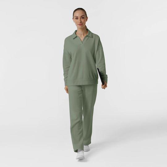 Wink Scrubs Women's Relaxed Pullover Polo Sage | scrub-supply.com
