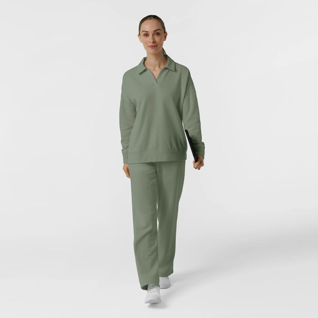 Wink Scrubs Women's Relaxed Pullover Polo Sage | scrub-supply.com