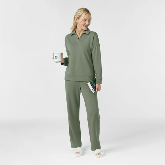 Wink Scrubs Women's Relaxed Pullover Polo Sage | scrub-supply.com