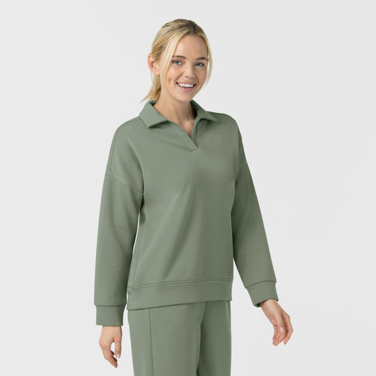Wink Scrubs Women's Relaxed Pullover Polo Sage | scrub-supply.com