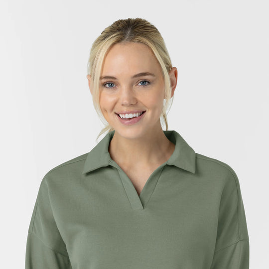 Wink Scrubs Women's Relaxed Pullover Polo Sage | scrub-supply.com