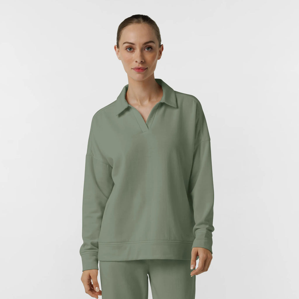 Wink Scrubs Women's Relaxed Pullover Polo Sage | scrub-supply.com