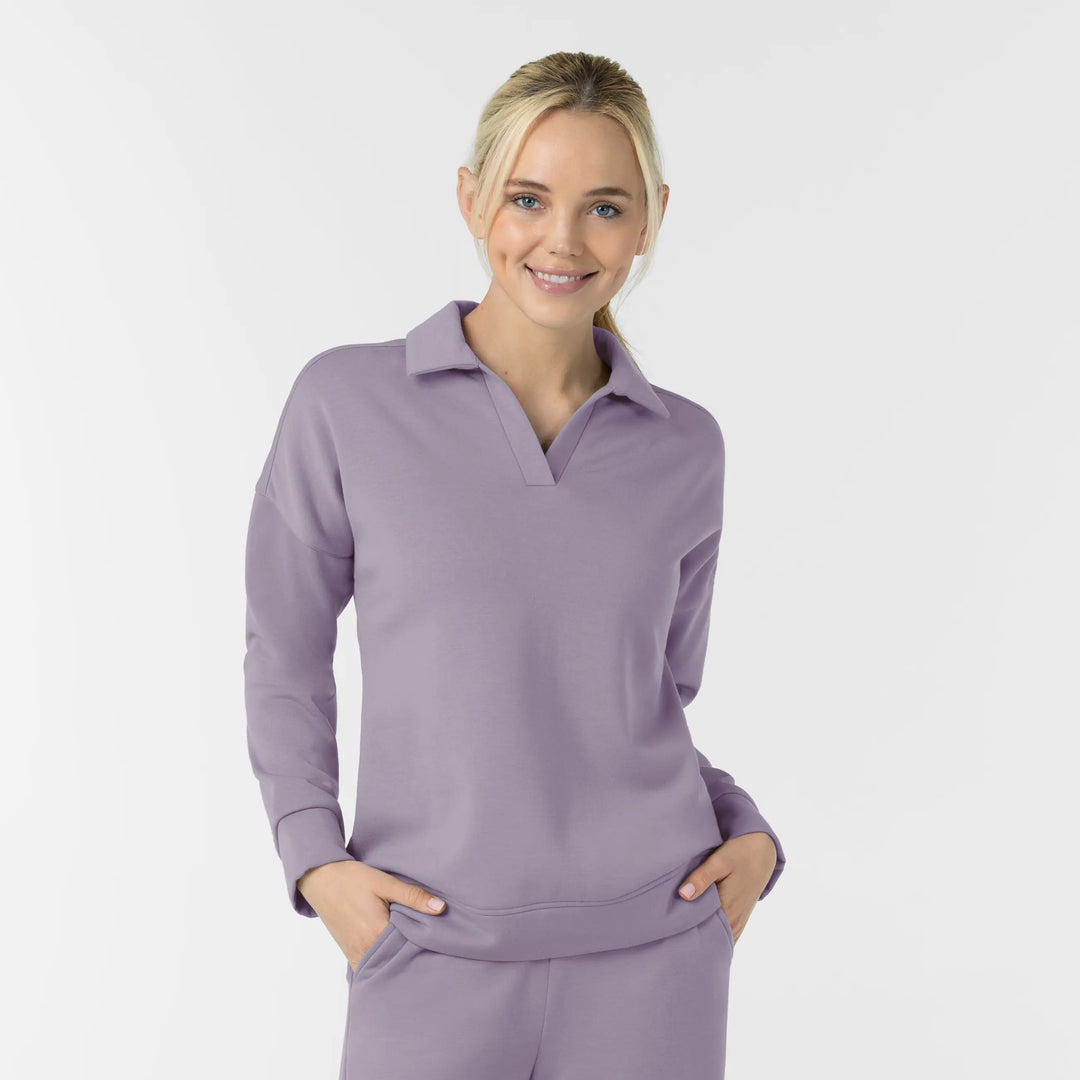 Wink Scrubs Women's Relaxed Pullover Polo Wisteria | scrub-supply.com