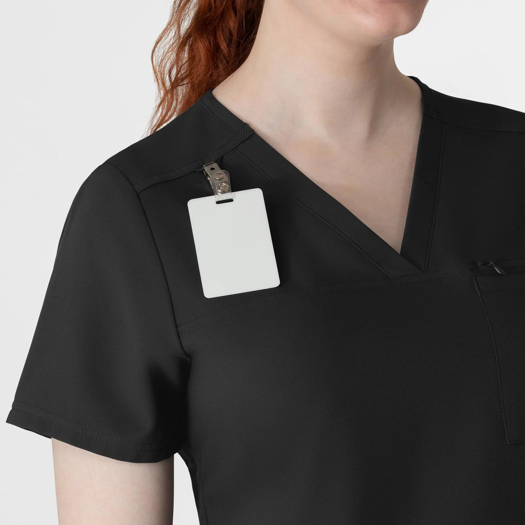 Wink Scrubs Women's Thrive V-Neck Tuck-In Scrub Top Black | scrub-supply.com