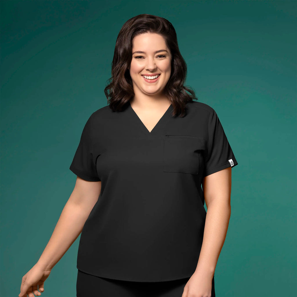 Wink Scrubs Women's Thrive V-Neck Tuck-In Scrub Top Black | scrub-supply.com