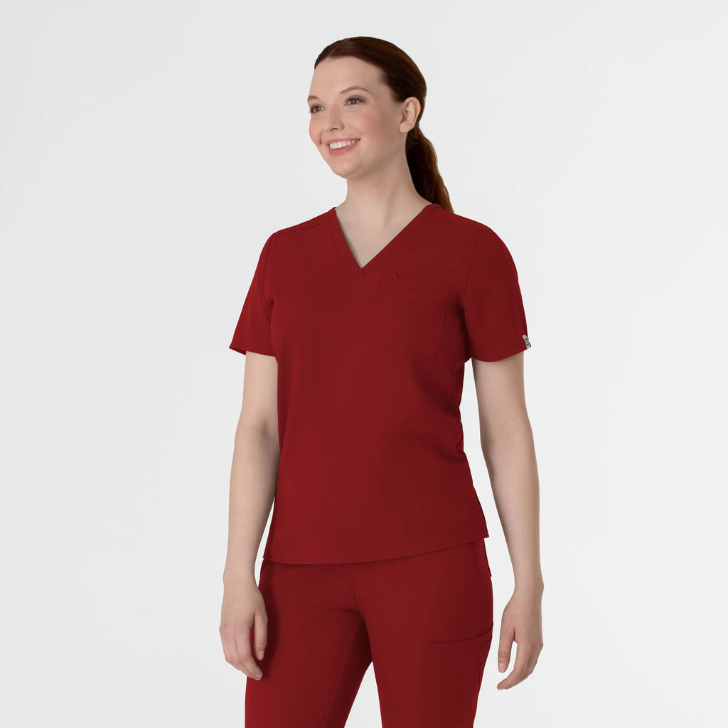 Wink Scrubs Women's Thrive V-Neck Tuck-In Scrub Top Burgundy | scrub-supply.com