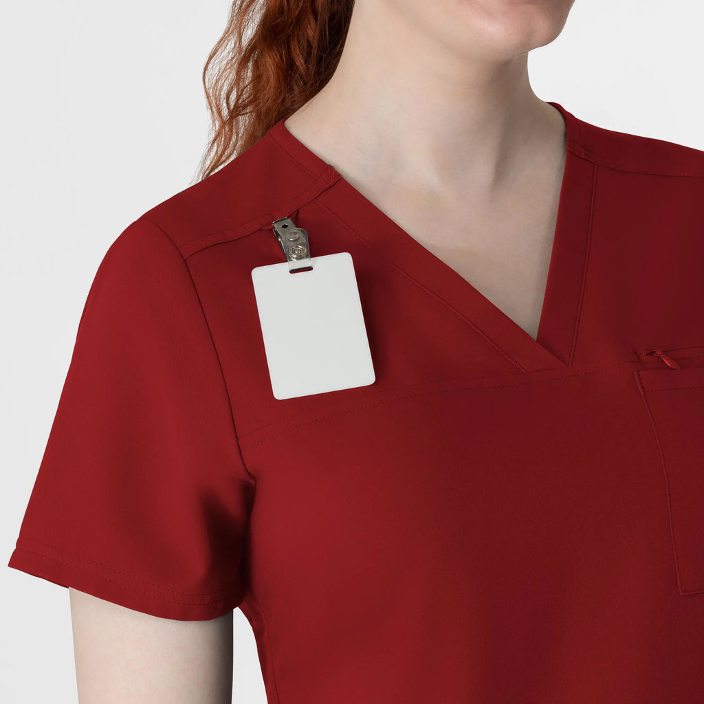 Wink Scrubs Women's Thrive V-Neck Tuck-In Scrub Top Burgundy | scrub-supply.com