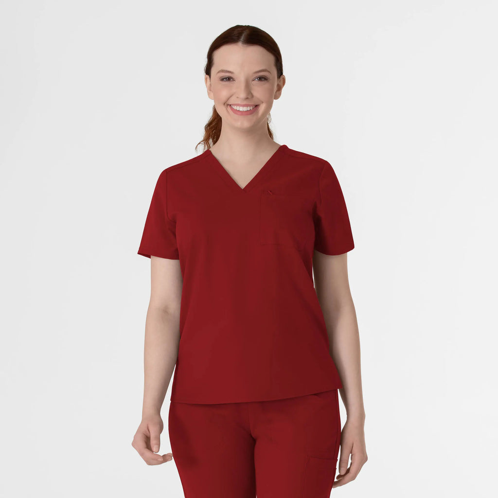 Wink Scrubs Women's Thrive V-Neck Tuck-In Scrub Top Burgundy | scrub-supply.com