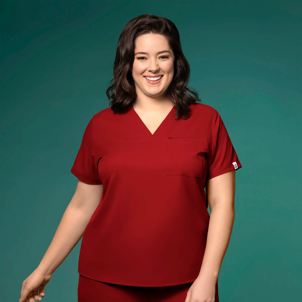 Wink Scrubs Women's Thrive V-Neck Tuck-In Scrub Top Burgundy | scrub-supply.com