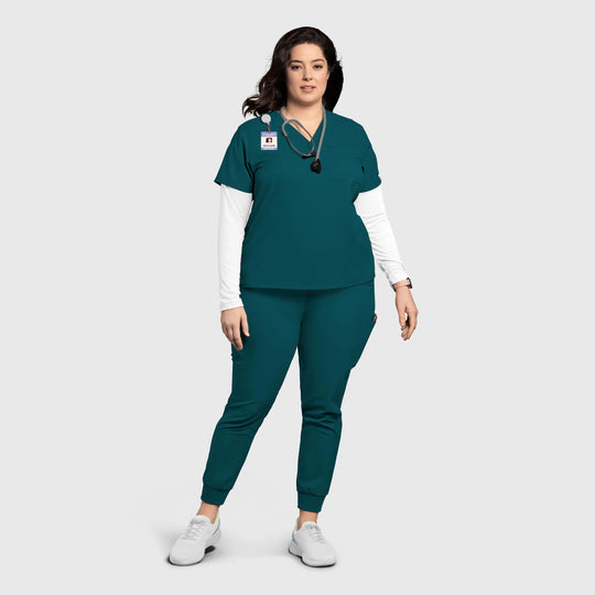 Wink Scrubs Women's Thrive V-Neck Tuck-In Scrub Top Caribbean Blue | scrub-supply.com