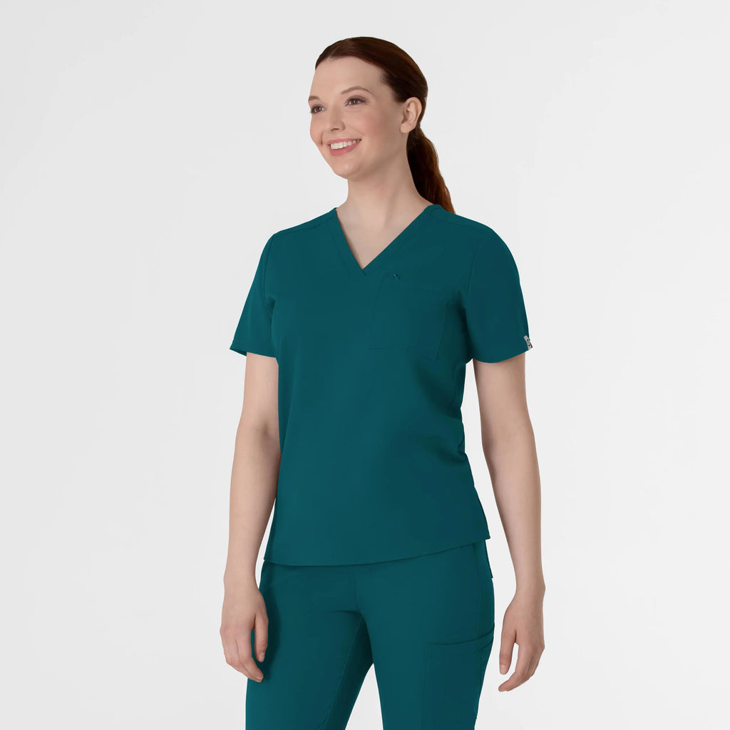 Wink Scrubs Women's Thrive V-Neck Tuck-In Scrub Top Caribbean Blue | scrub-supply.com