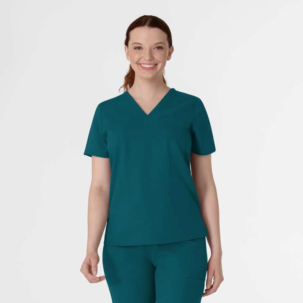 Wink Scrubs Women's Thrive V-Neck Tuck-In Scrub Top Caribbean Blue | scrub-supply.com