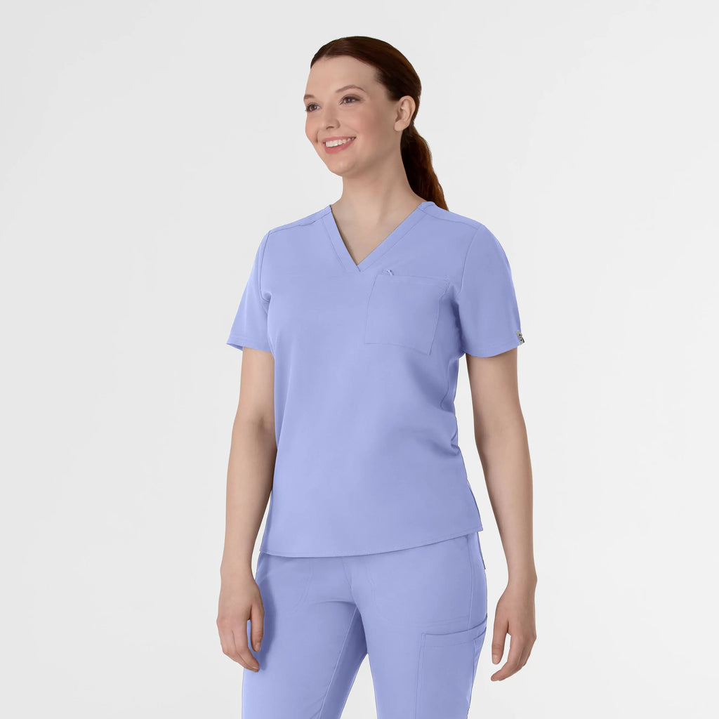 Wink Scrubs Women's Thrive V-Neck Tuck-In Scrub Top Ceil Blue | scrub-supply.com