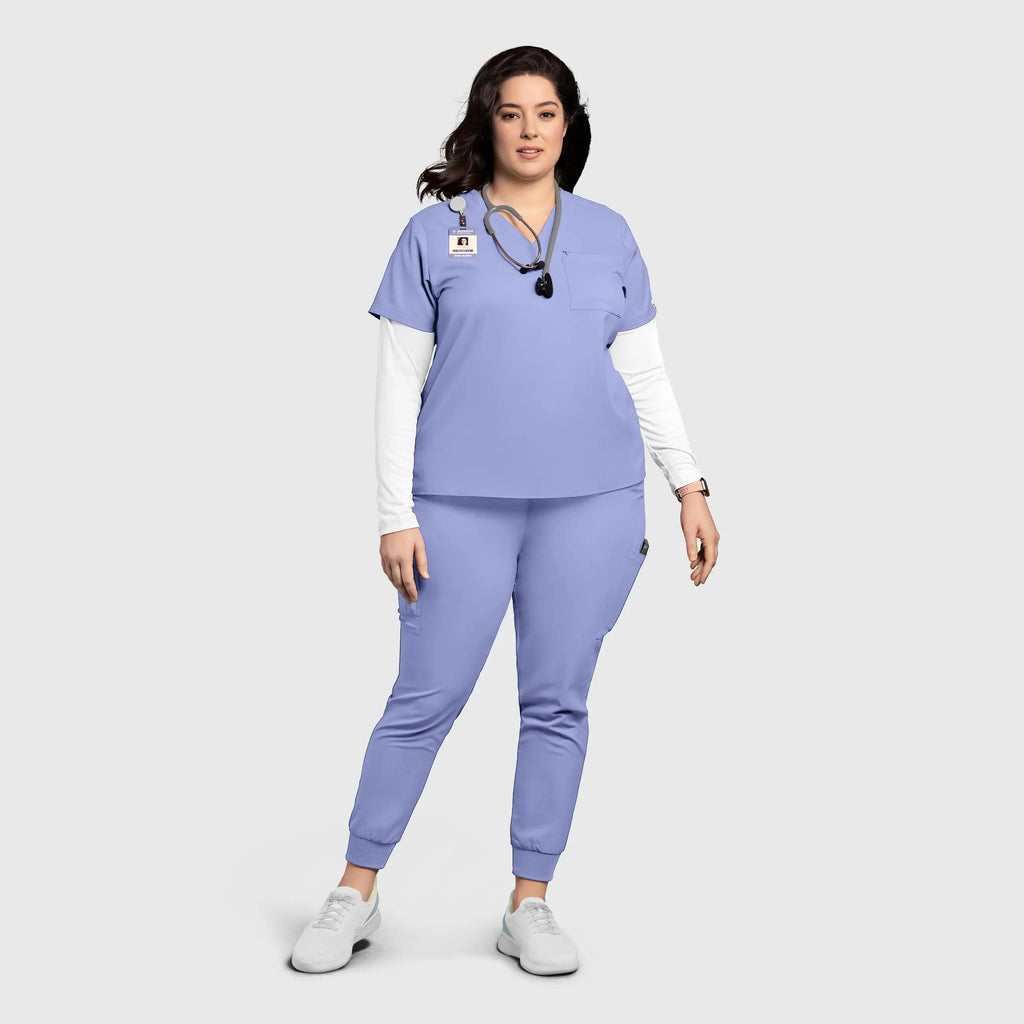 Wink Scrubs Women's Thrive V-Neck Tuck-In Scrub Top Ceil Blue | scrub-supply.com