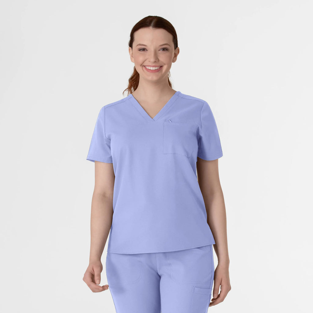 Wink Scrubs Women's Thrive V-Neck Tuck-In Scrub Top Ceil Blue | scrub-supply.com