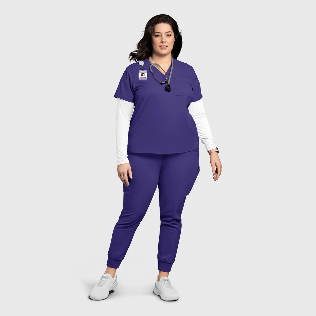 Wink Scrubs Women's Thrive V-Neck Tuck-In Scrub Top Grape | scrub-supply.com