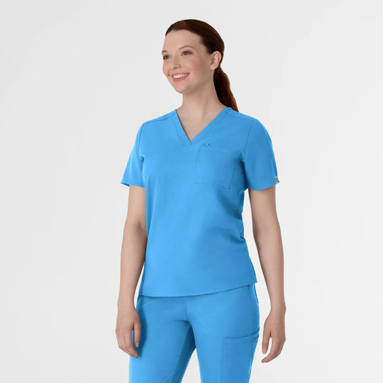 Wink Scrubs Women's Thrive V-Neck Tuck-In Scrub Top Malibu Blue | scrub-supply.com